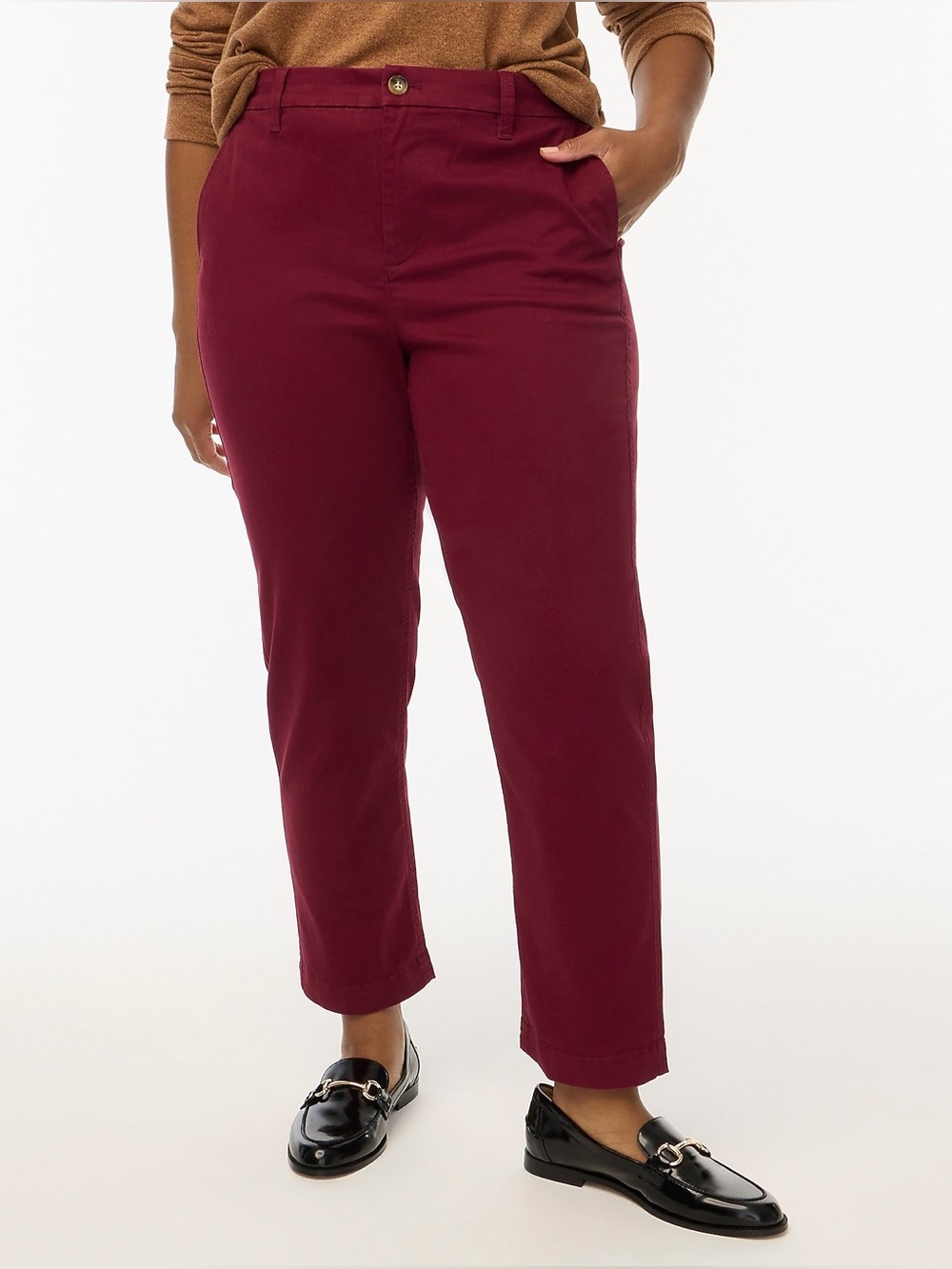 NWT J. Crew Factory High Rise Girlfriend Chino Burgundy 12